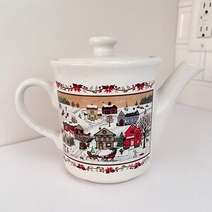 Vintage Russ Berrie Christmas Village Tea Pot